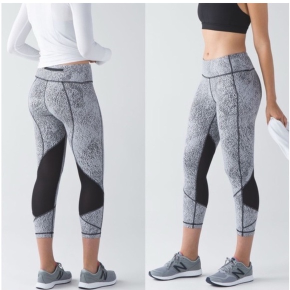 Lululemon Leggings Pace Rival Cropped 22” Power Luxtreme Spray Jacquard mid rise - Picture 1 of 7